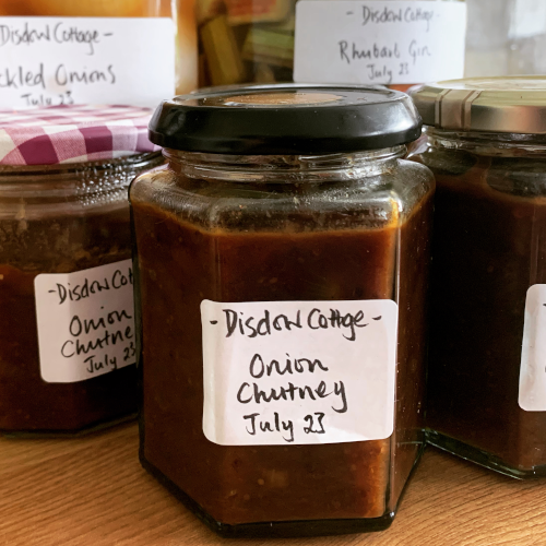Jars of home made chutney.